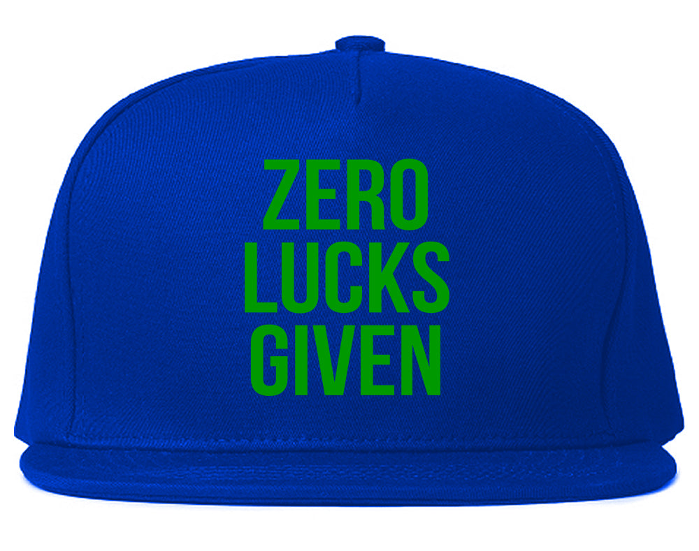 Zero Lucks Given Funny St Patricks Day Mens Snapback Hat Royal Blue