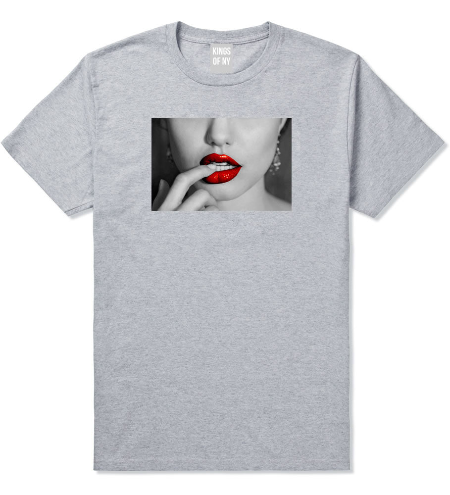  Angelina Red by Kings Of NY Lips Jolie Sexy Hot Picture Boys Kids T-Shirt tshirt In Grey by Kings Of NY