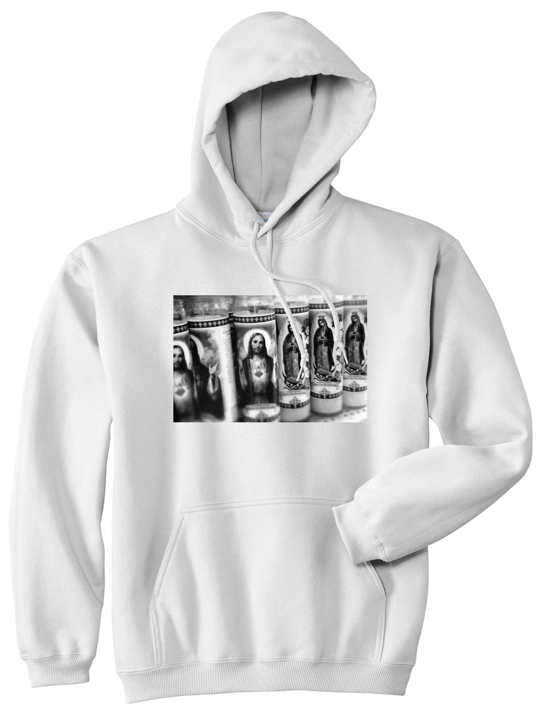 Candles Religious God Jesus Mary Fire NYC Boys Kids Pullover Hoodie Hoody in White by Kings Of NY