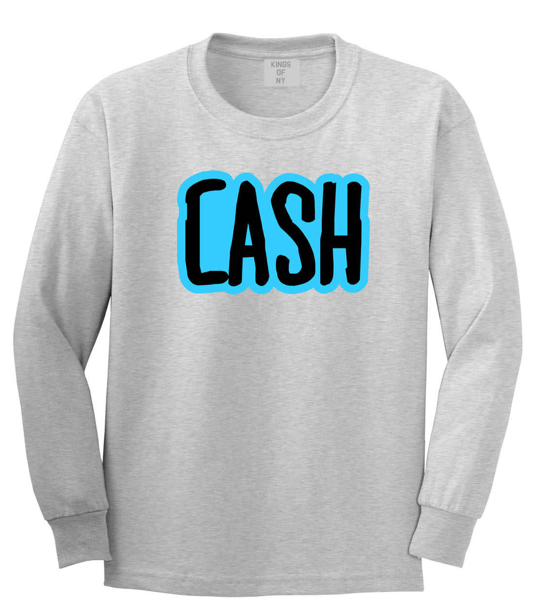 Cash Money Blue Lil Style Bird Wayne Man Long Sleeve T-Shirt In Grey by Kings Of NY