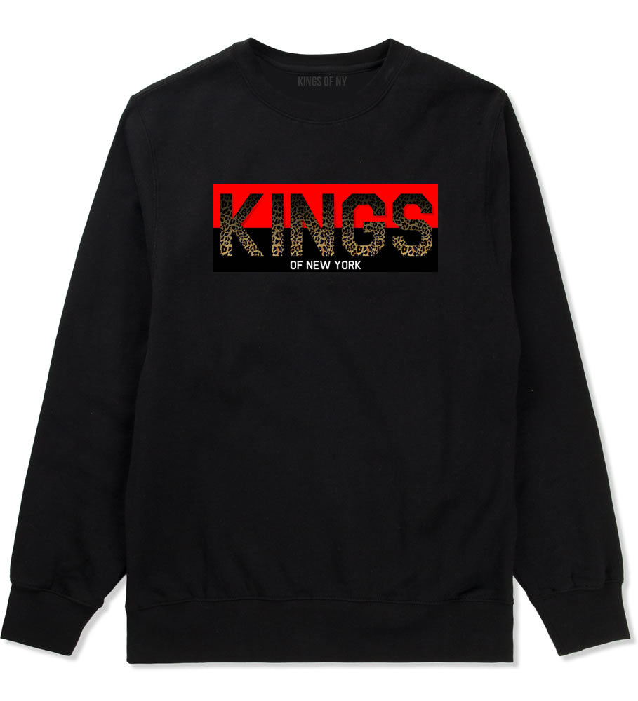 Kings Of NY Cheetah Print Crewneck Sweatshirt in Black