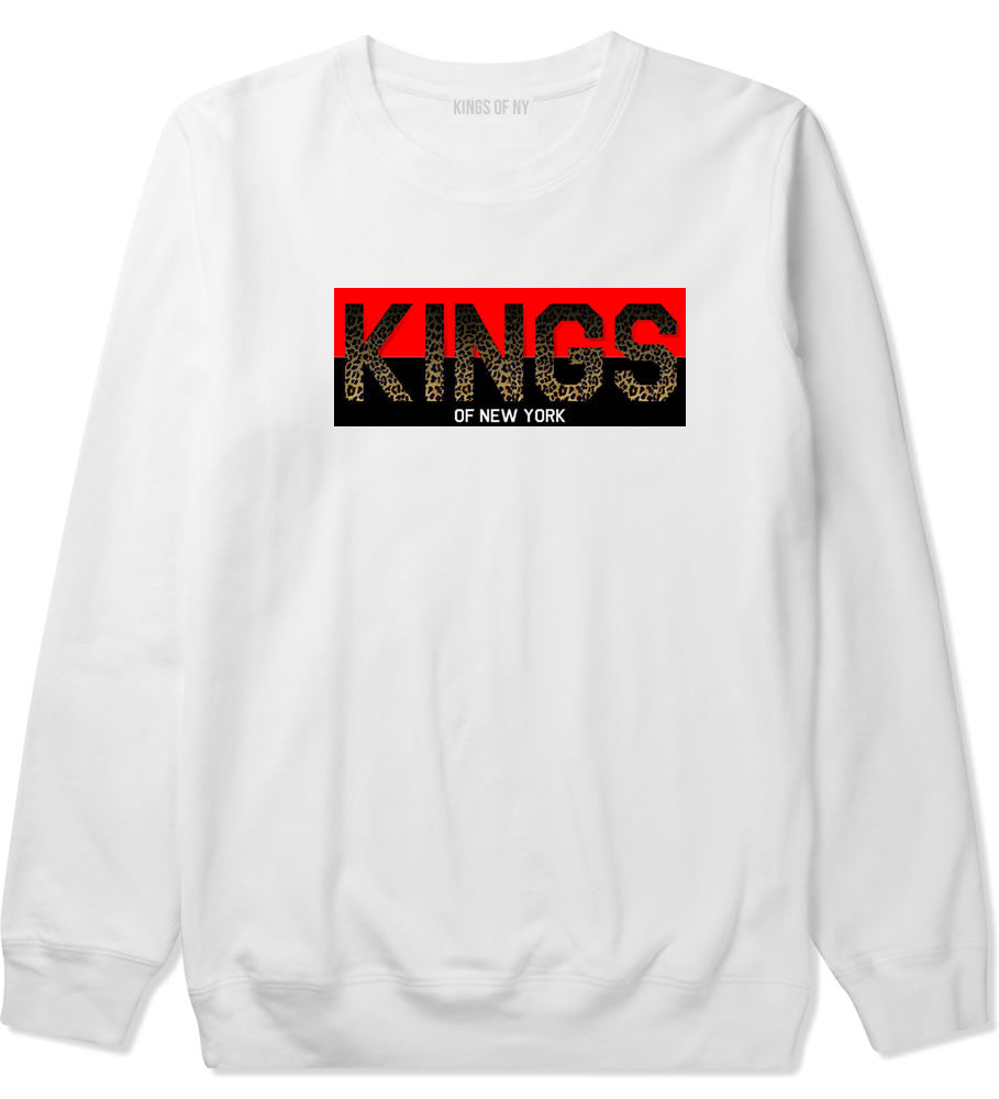 Kings Of NY Cheetah Print Crewneck Sweatshirt in White