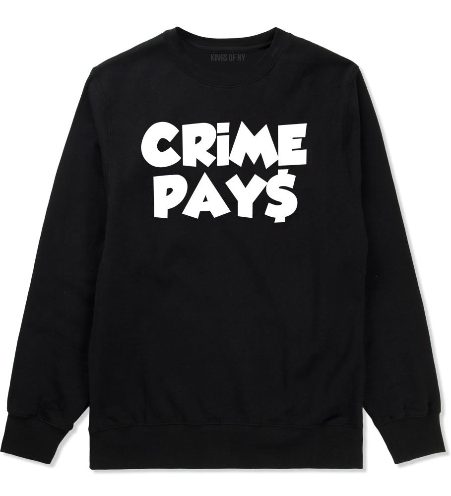 Crime Pays Bubble Letters Money Signs NYC Boys Kids Crewneck Sweatshirt In Black by Kings Of NY