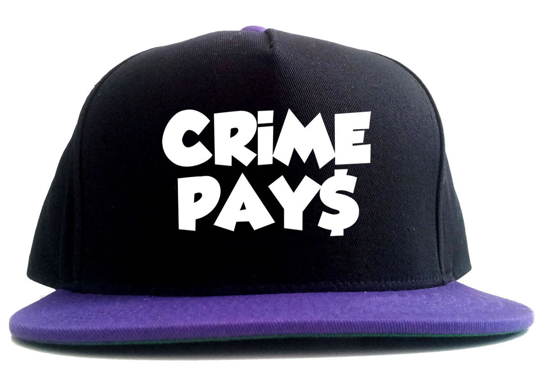 Crime Pays Bubble Letters Money Sign 2 Tone Snapback Hat By Kings Of NY