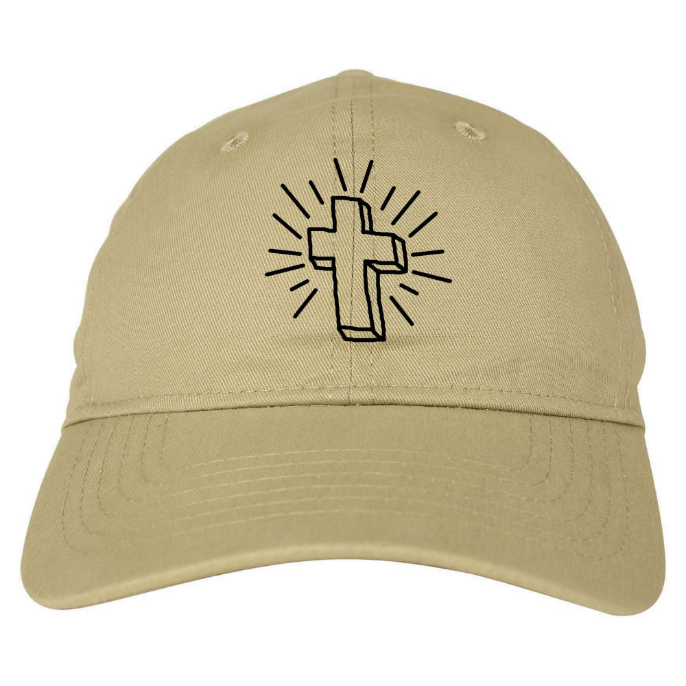 Cross of Praise Chest God Religious Dad Hat in Tan By Kings Of NY