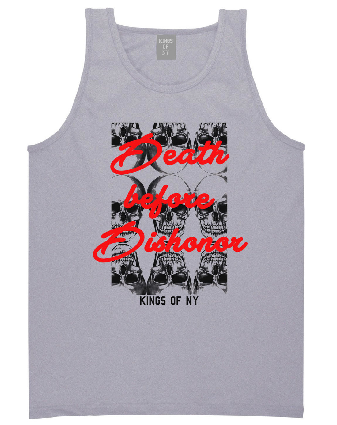 Death Before Dishonor Skulls Tank Top in Grey By Kings Of NY