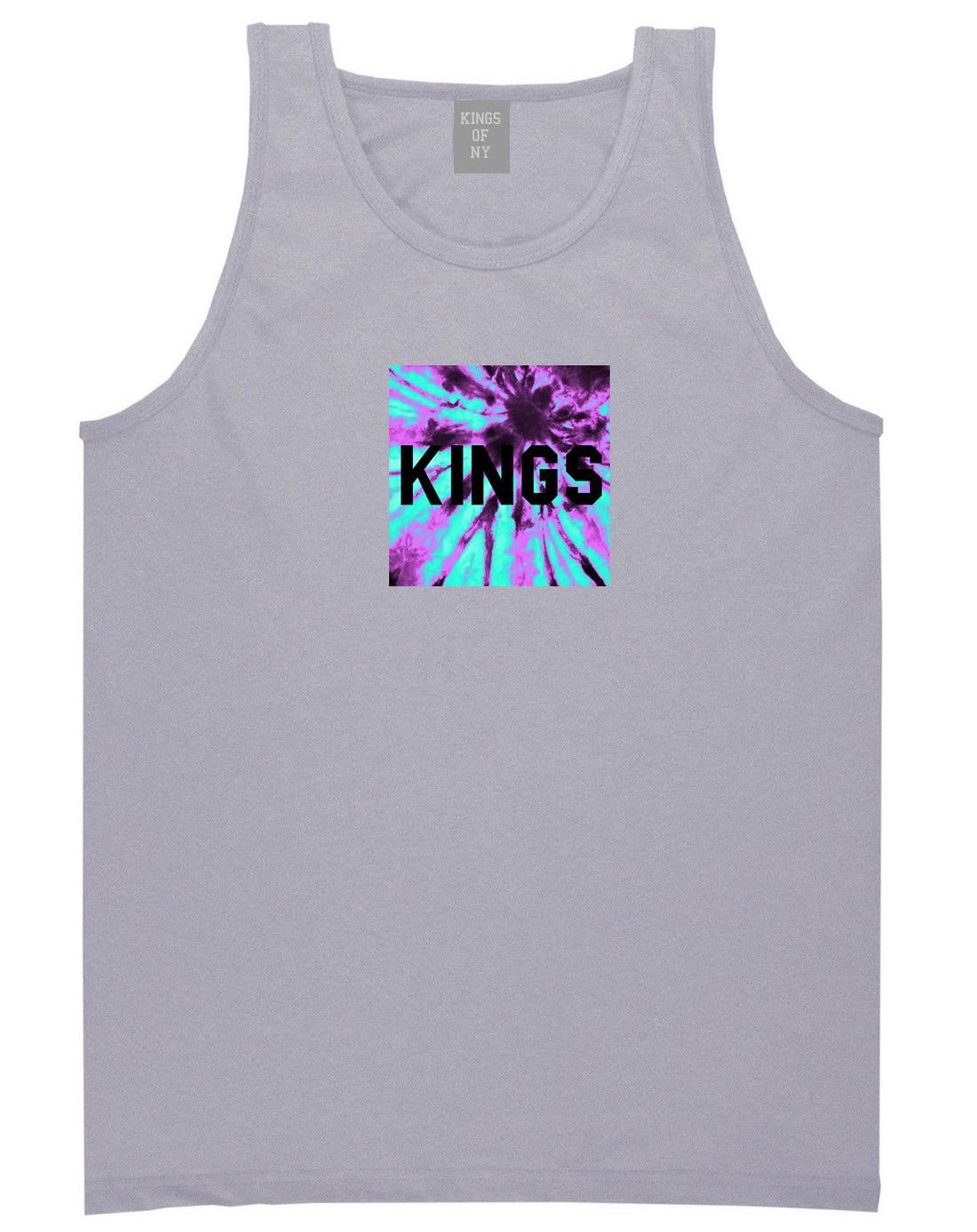 Kings Blue Tie Dye Box Logo Tank Top in Grey By Kings Of NY