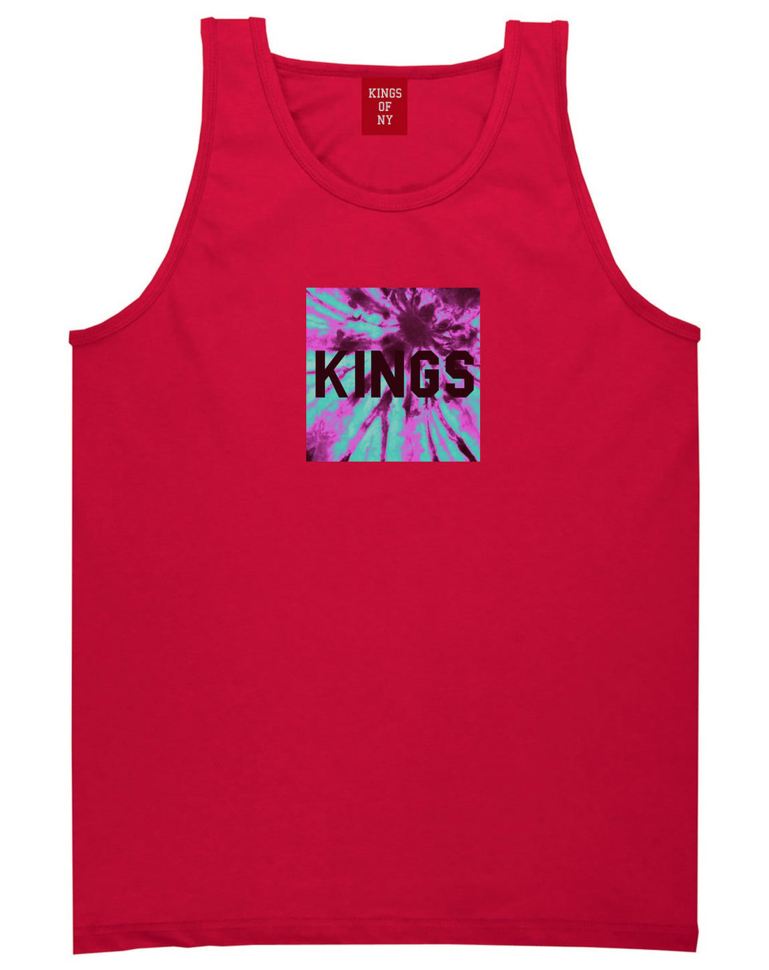 Kings Blue Tie Dye Box Logo Tank Top in Red By Kings Of NY