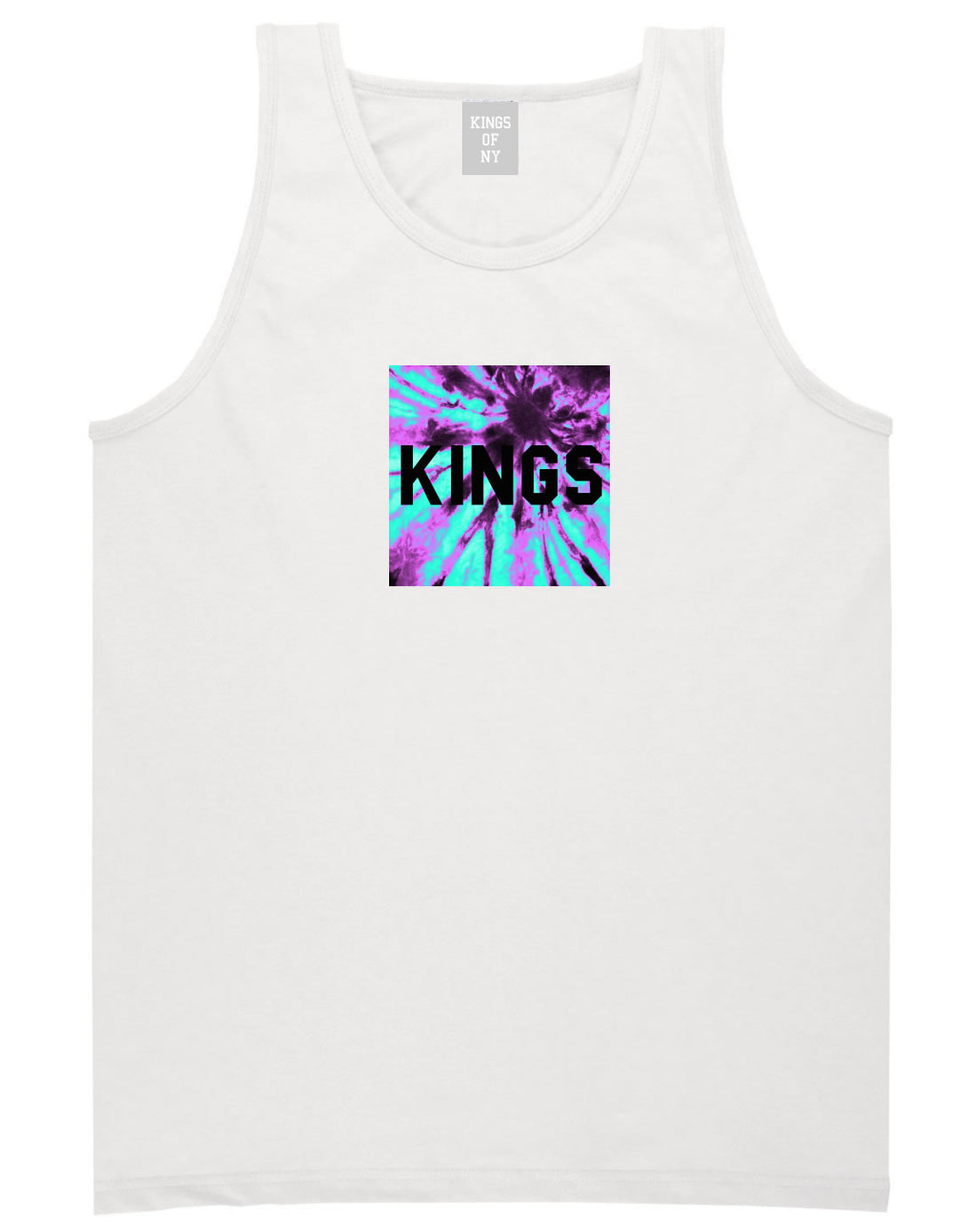 Kings Blue Tie Dye Box Logo Tank Top in White By Kings Of NY