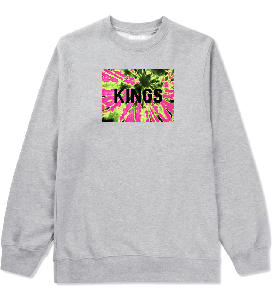 Kings Pink Tie Dye Logo Crewneck Sweatshirt in Grey By Kings Of NY