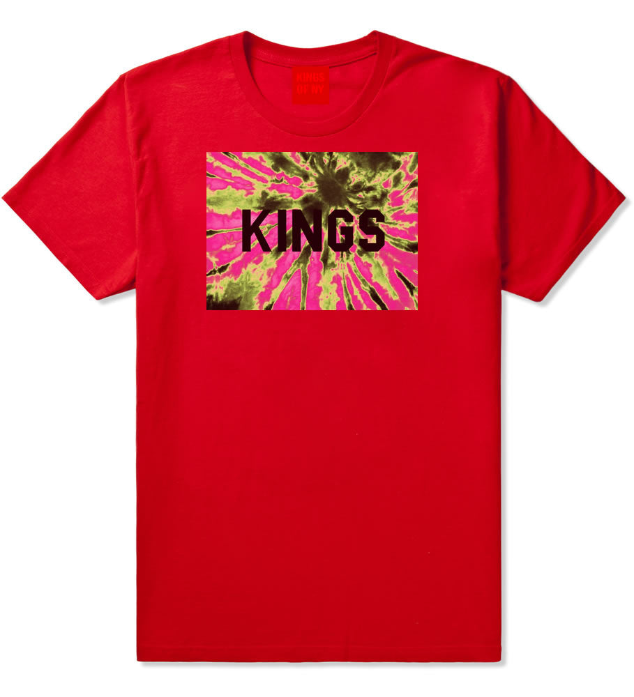 Kings Pink Tie Dye Logo T-Shirt in Red By Kings Of NY
