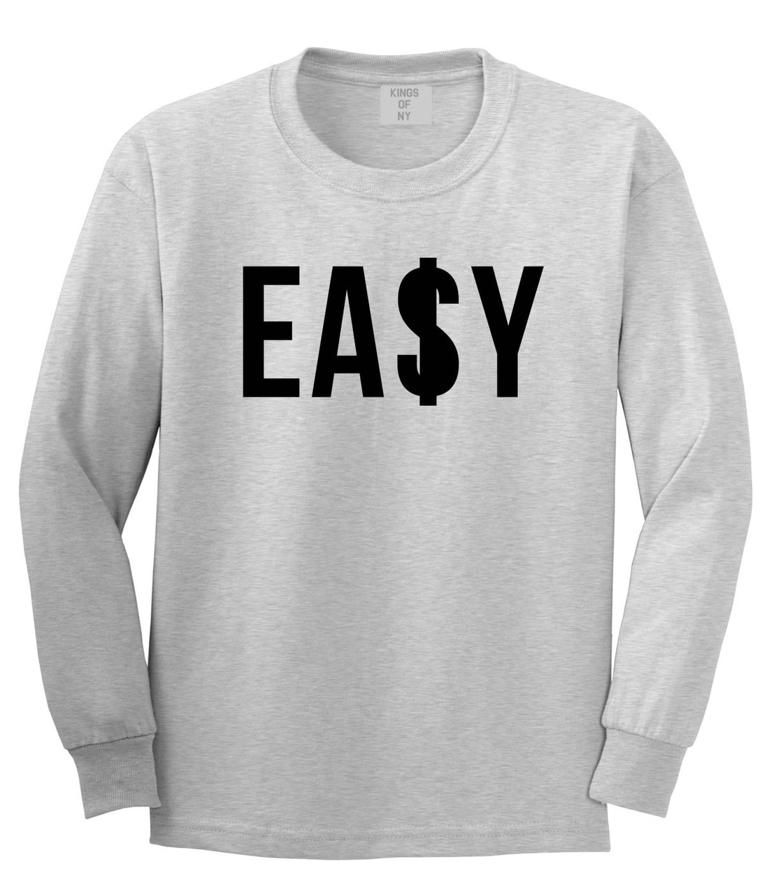 Easy Money Big High Dope Cool Black by Kings Of NY Long Sleeve Boys Kids T-Shirt In Grey by Kings Of NY