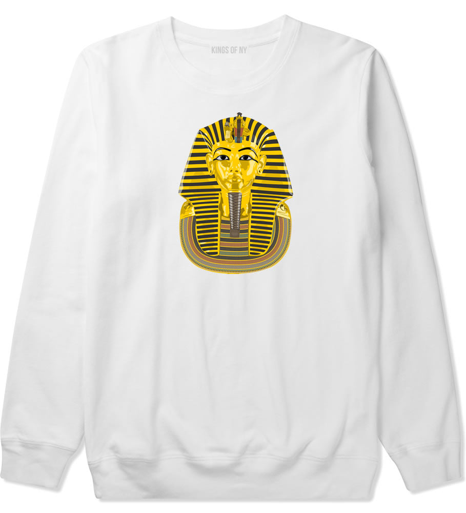 Pharaoh Egypt Gold Egyptian Head  Boys Kids Crewneck Sweatshirt in White by Kings Of NY