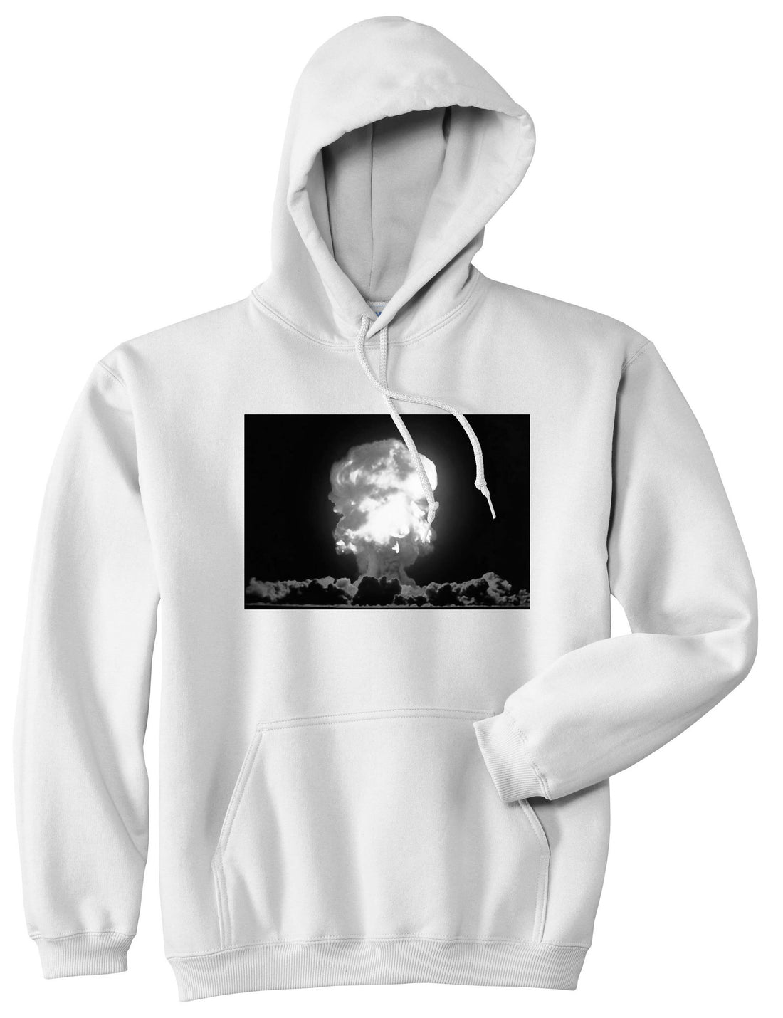 Explosion Nuclear Bomb Cloud Pullover Hoodie in White By Kings Of NY