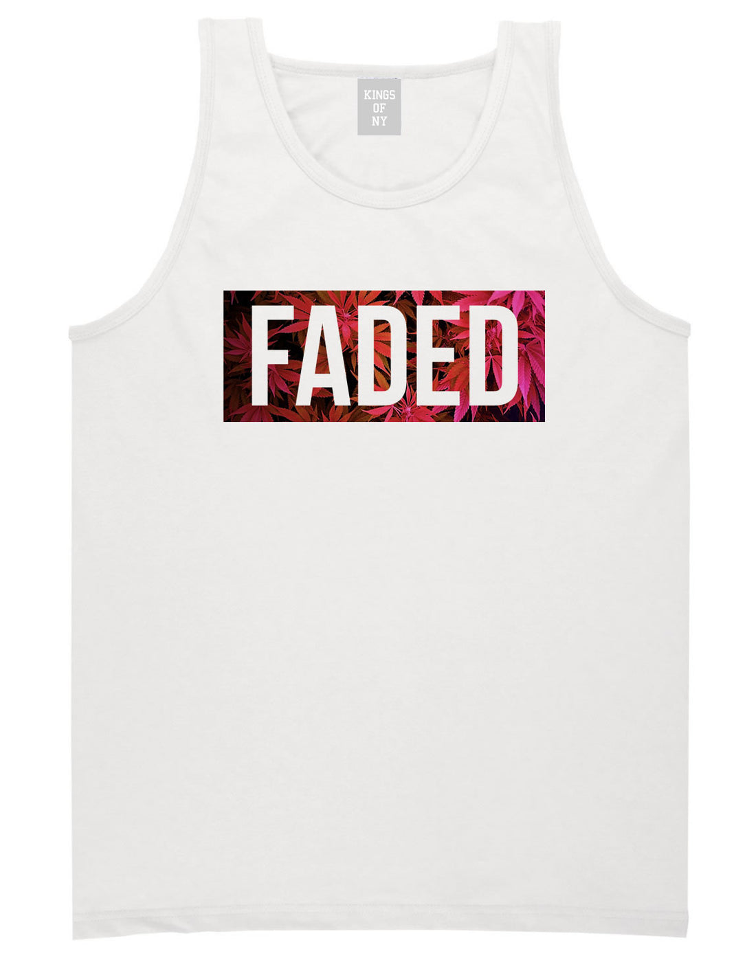 Faded Red and Pink Marijuana Weed Tank Top in White by Kings Of NY