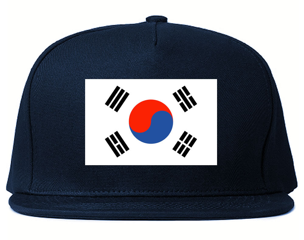 South Korea Flag Country Printed Snapback Hat Cap Navy Blue