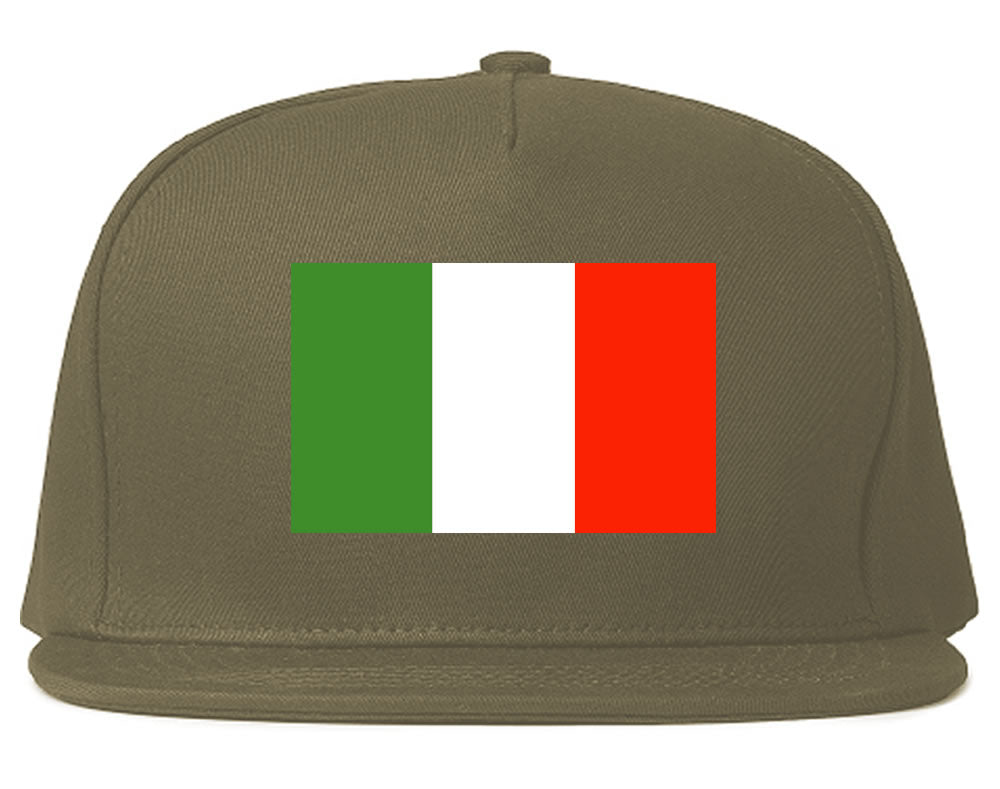 Italy Flag Country Printed Snapback Hat Cap Grey