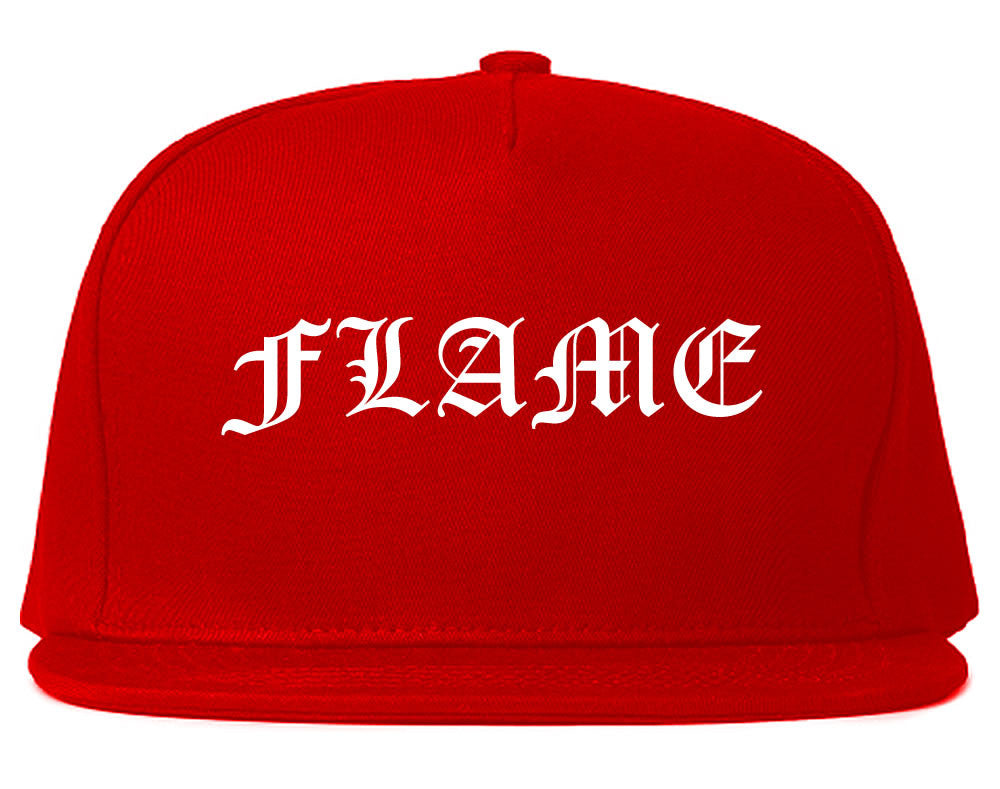 Flames of Fire Gold Frame Snapback Hat in Red By Kings Of NY