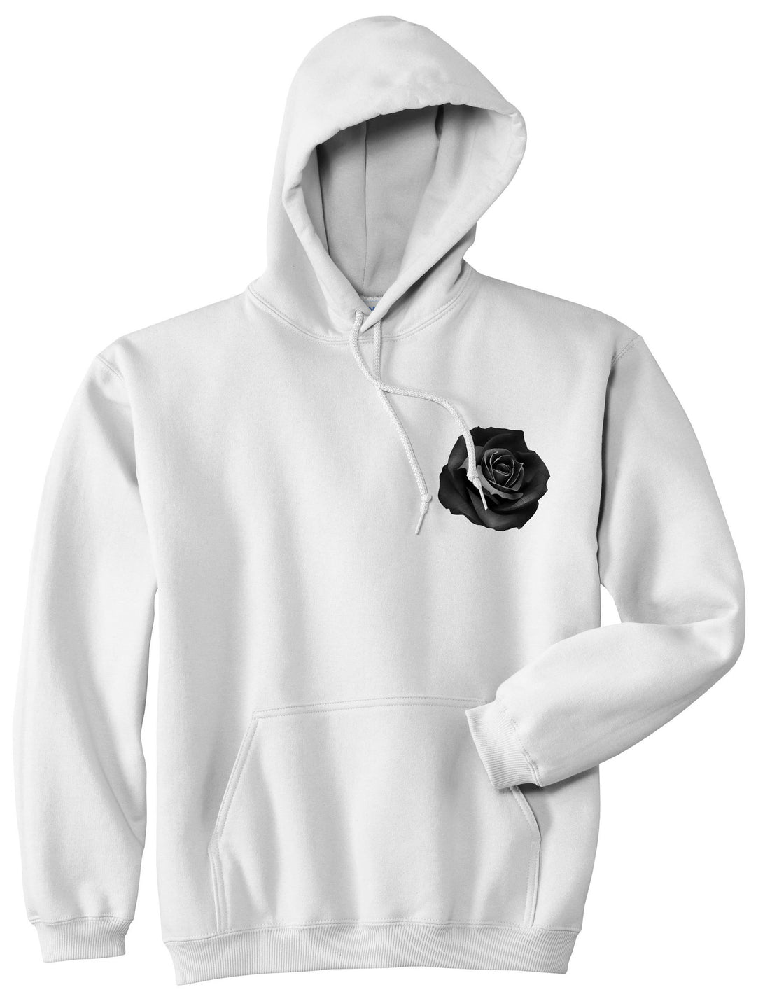 Black Noir Rose Flower Chest Logo Boys Kids Pullover Hoodie Hoody in White By Kings Of NY