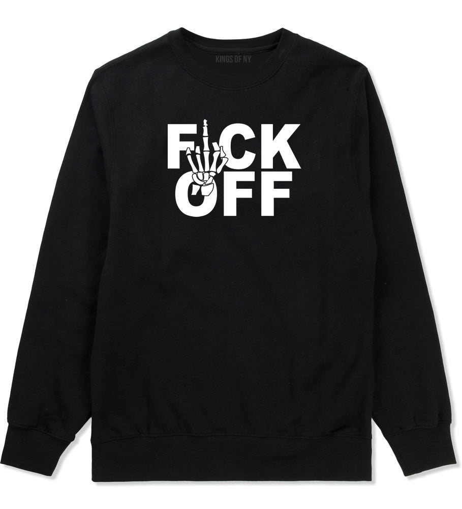 FCK OFF Skeleton Hand Boys Kids Crewneck Sweatshirt in Black by Kings Of NY
