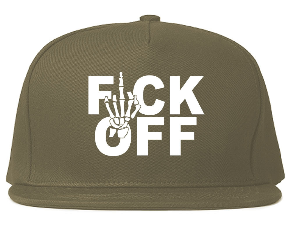 FCK OFF Skeleton Hand Snapback Hat in Grey by Kings Of NY