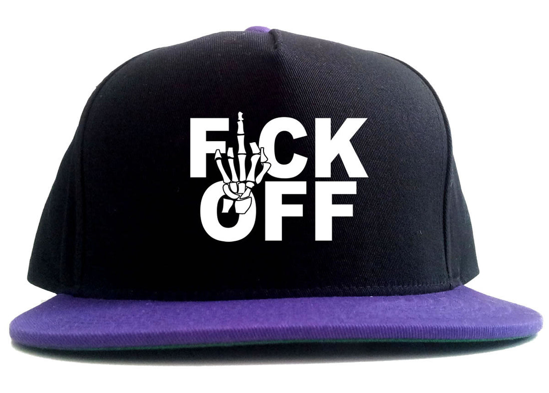 FCK OFF Skeleton Hand 2 Tone Snapback Hat in Black and Purple by Kings Of NY