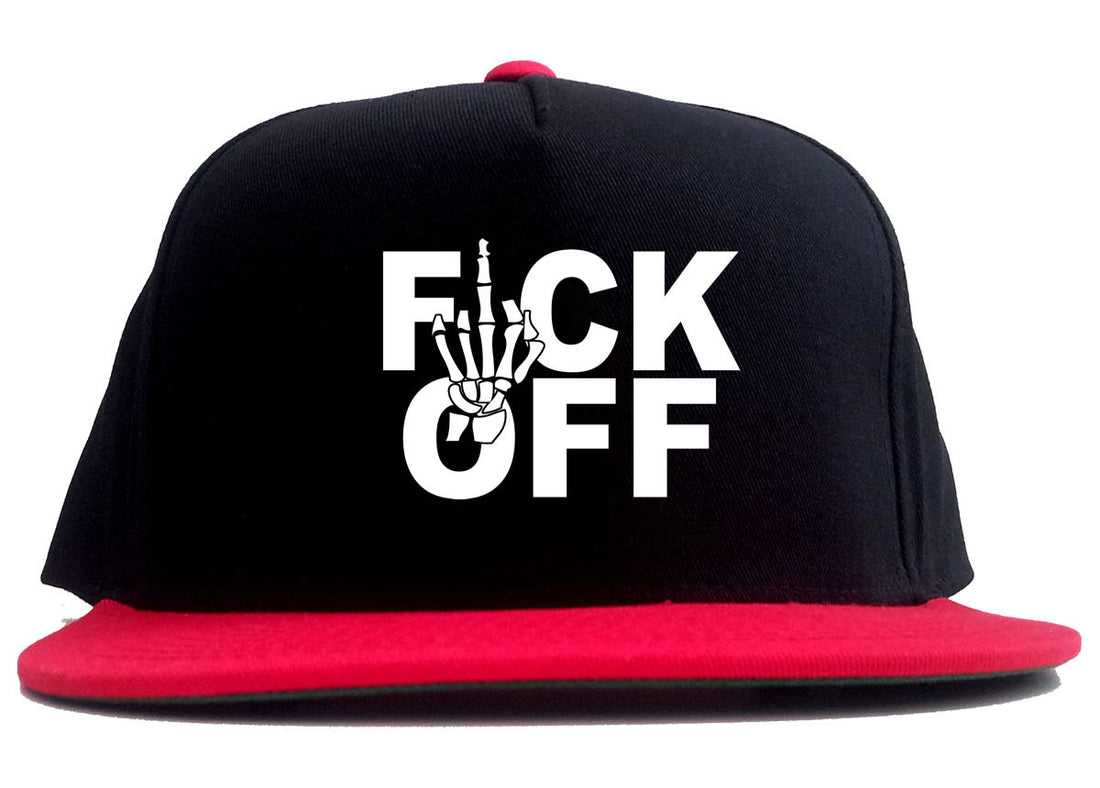 FCK OFF Skeleton Hand 2 Tone Snapback Hat in Black and Red by Kings Of NY