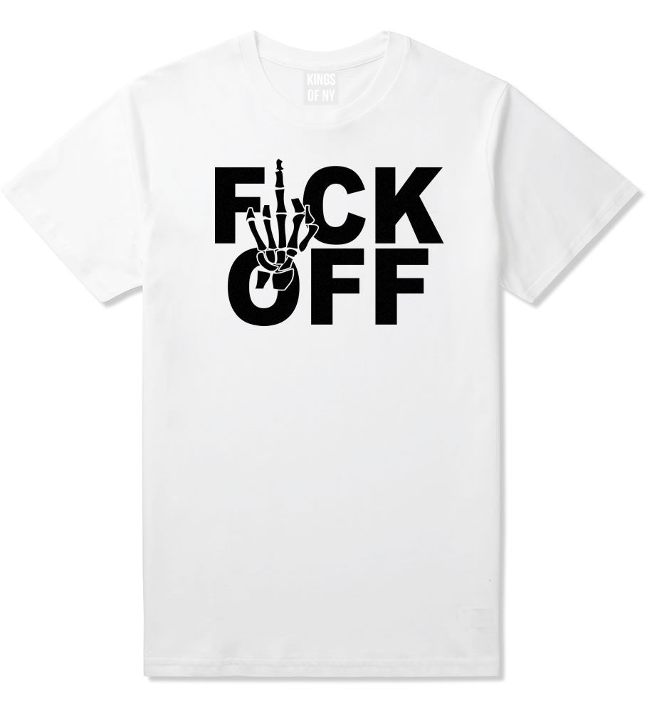 FCK OFF Skeleton Hand Boys Kids T-Shirt in White by Kings Of NY