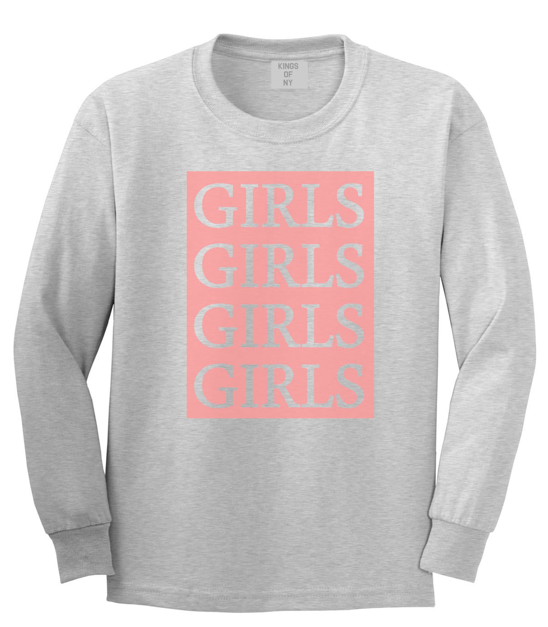 Girls Girls Girls Boys Kids Long Sleeve T-Shirt in Grey by Kings Of NY