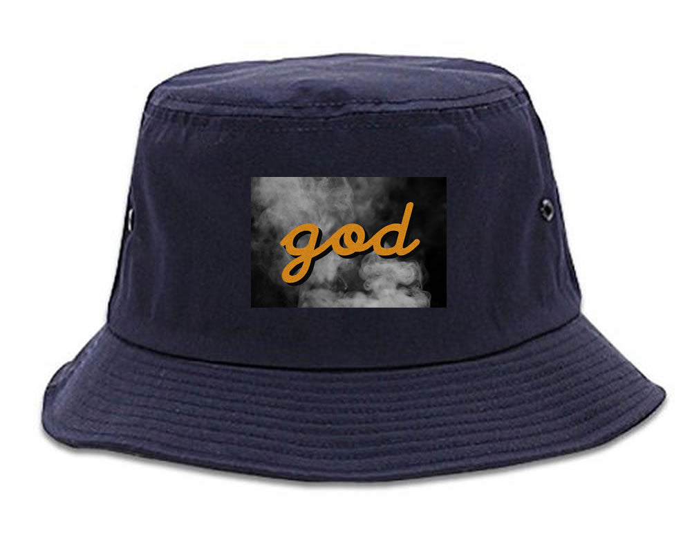 God Up In Smoke Puff Goth Dark Bucket Hat in Navy Blue By Kings Of NY
