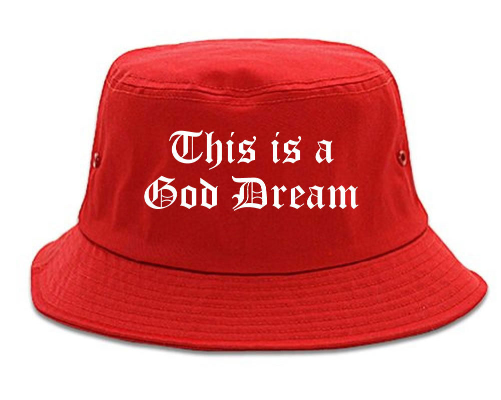 This Is A God Dream Gothic Old English Bucket Hat in Red By Kings Of NY