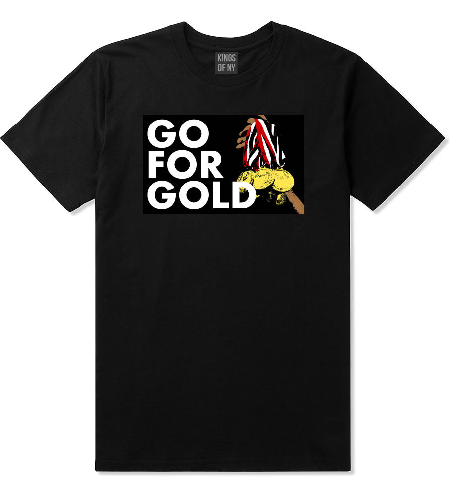 Go For Gold Medals Olympics T-Shirt in Black