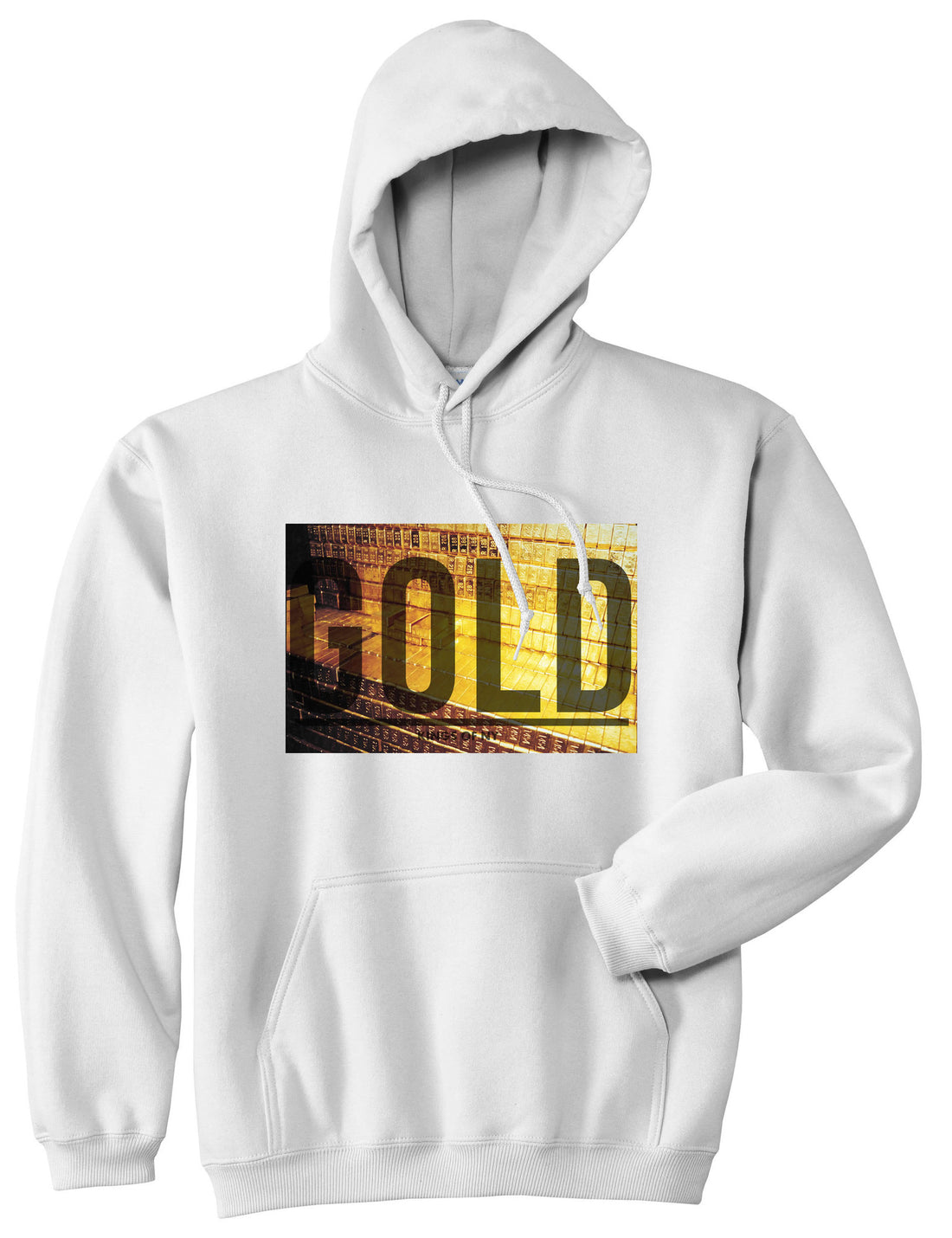 Gold Bricks Money Luxury Bank Cash Pullover Hoodie Hoody in White by Kings Of NY