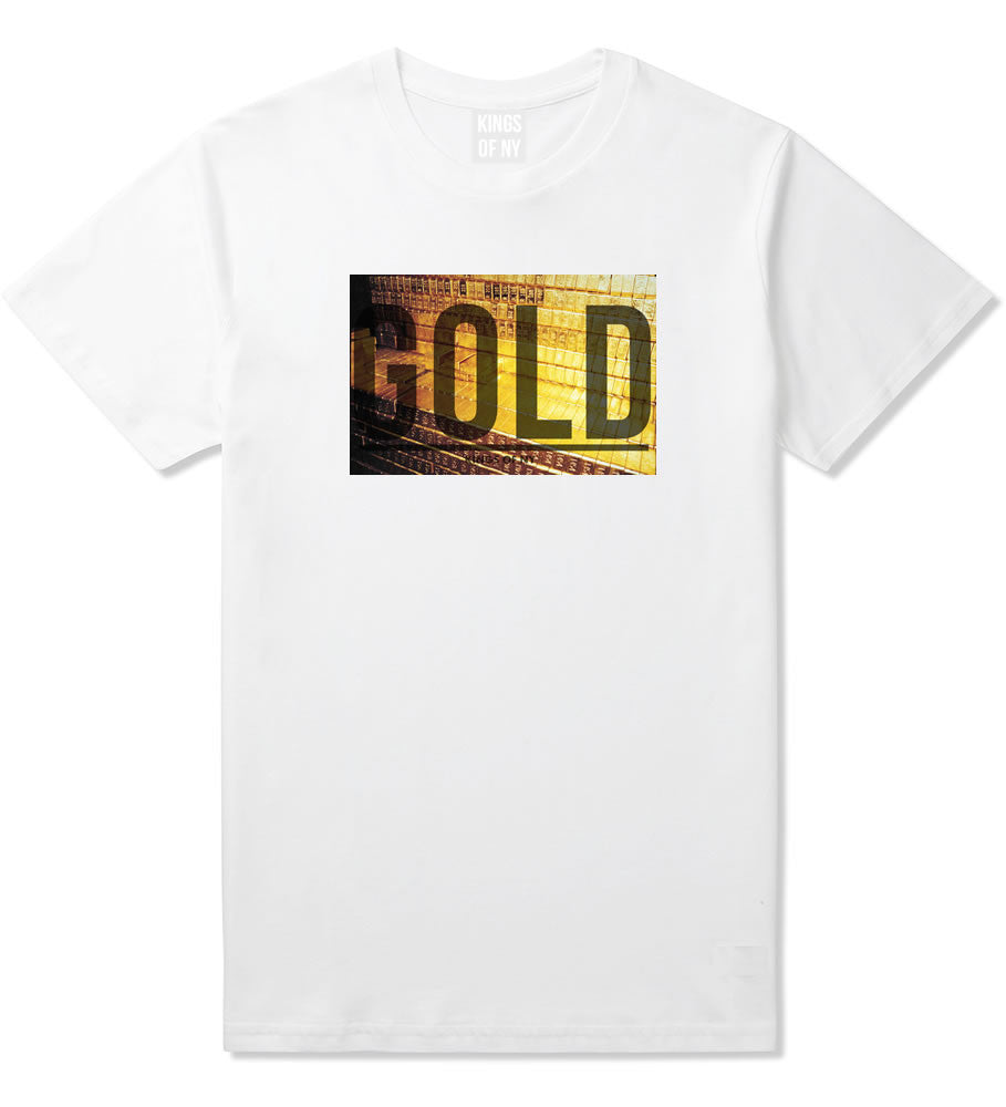 Gold Bricks Money Luxury Bank Cash T-Shirt In White by Kings Of NY