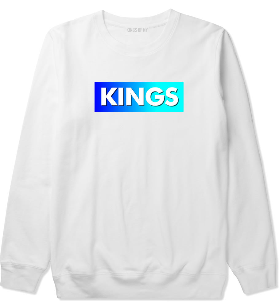 Kings Blue Gradient Boys Kids Crewneck Sweatshirt in White by Kings Of NY