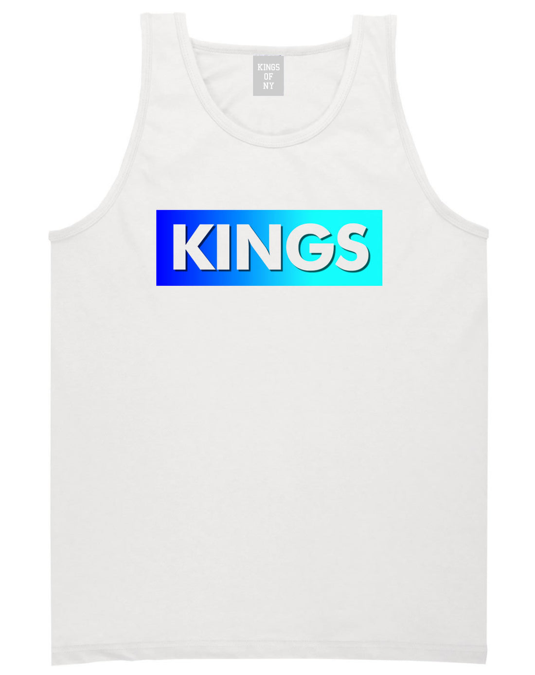 Kings Blue Gradient Tank Top in White by Kings Of NY