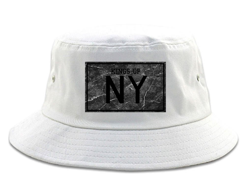 Granite NY Logo Print Bucket Hat in White by Kings Of NY