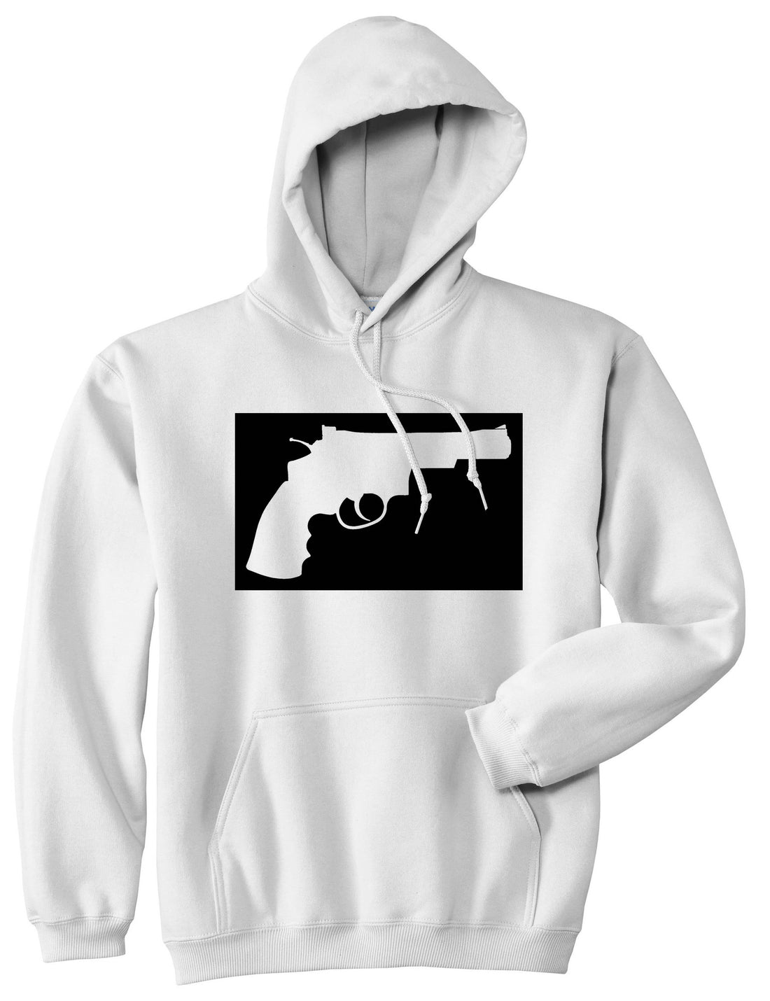 Gun Silhouette Revolver 45 Chrome Pullover Hoodie in White By Kings Of NY