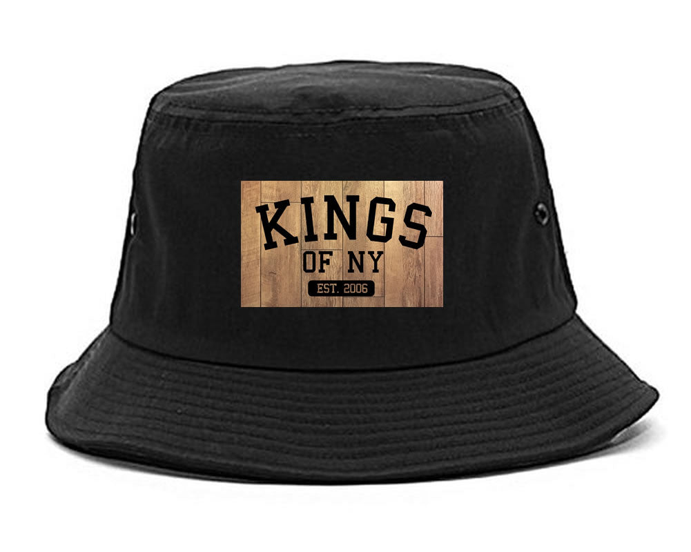 Hardwood Basketball Logo Bucket Hat in Black by Kings Of NY