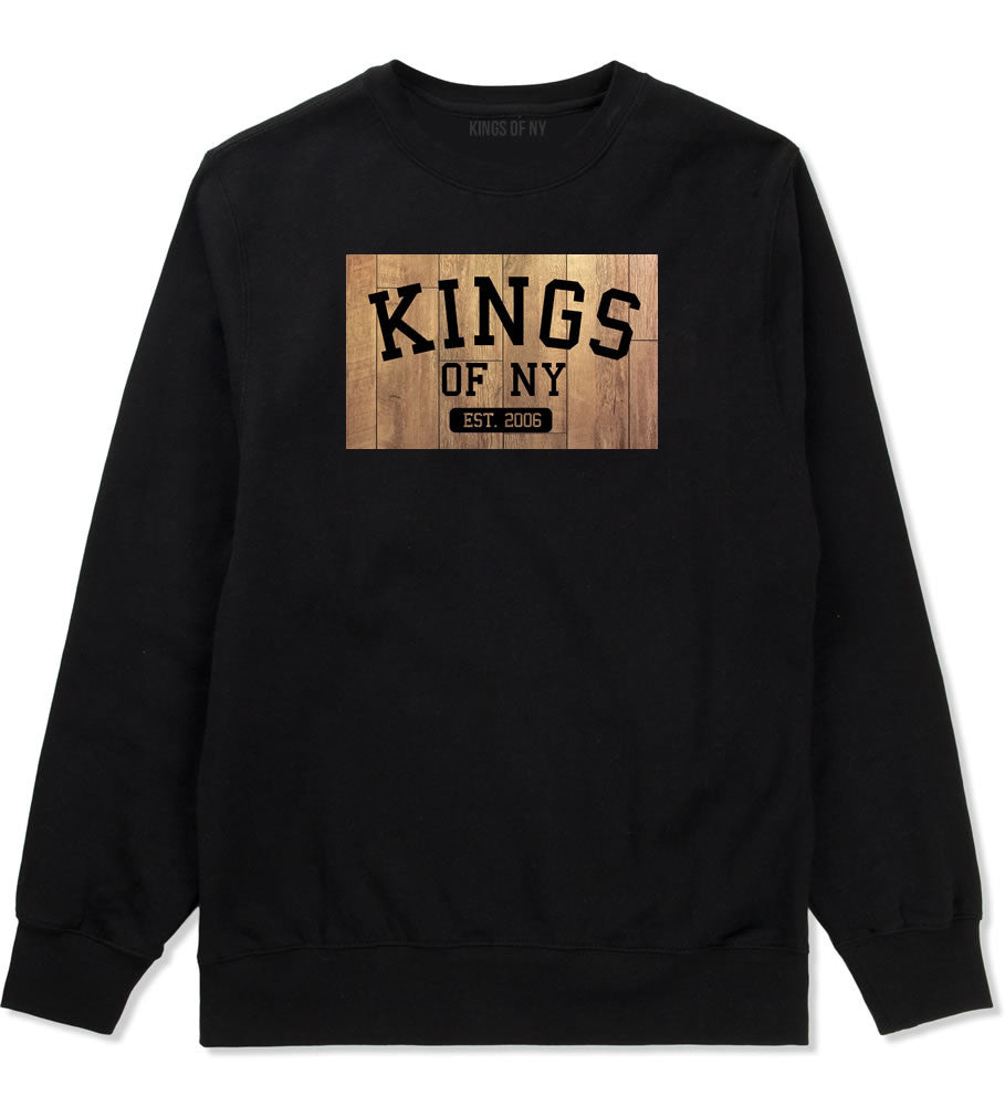 Hardwood Basketball Logo Boys Kids Crewneck Sweatshirt in Black by Kings Of NY