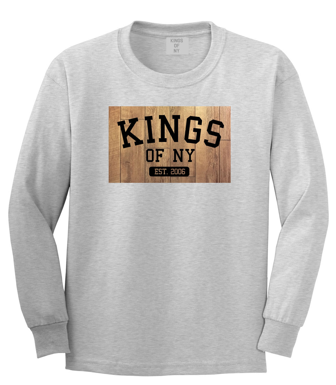 Hardwood Basketball Logo Long Sleeve T-Shirt in Grey by Kings Of NY