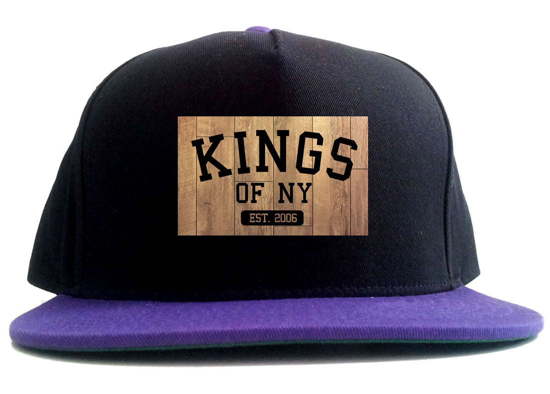 Hardwood Basketball Logo 2 Tone Snapback Hat in Black and Purple by Kings Of NY