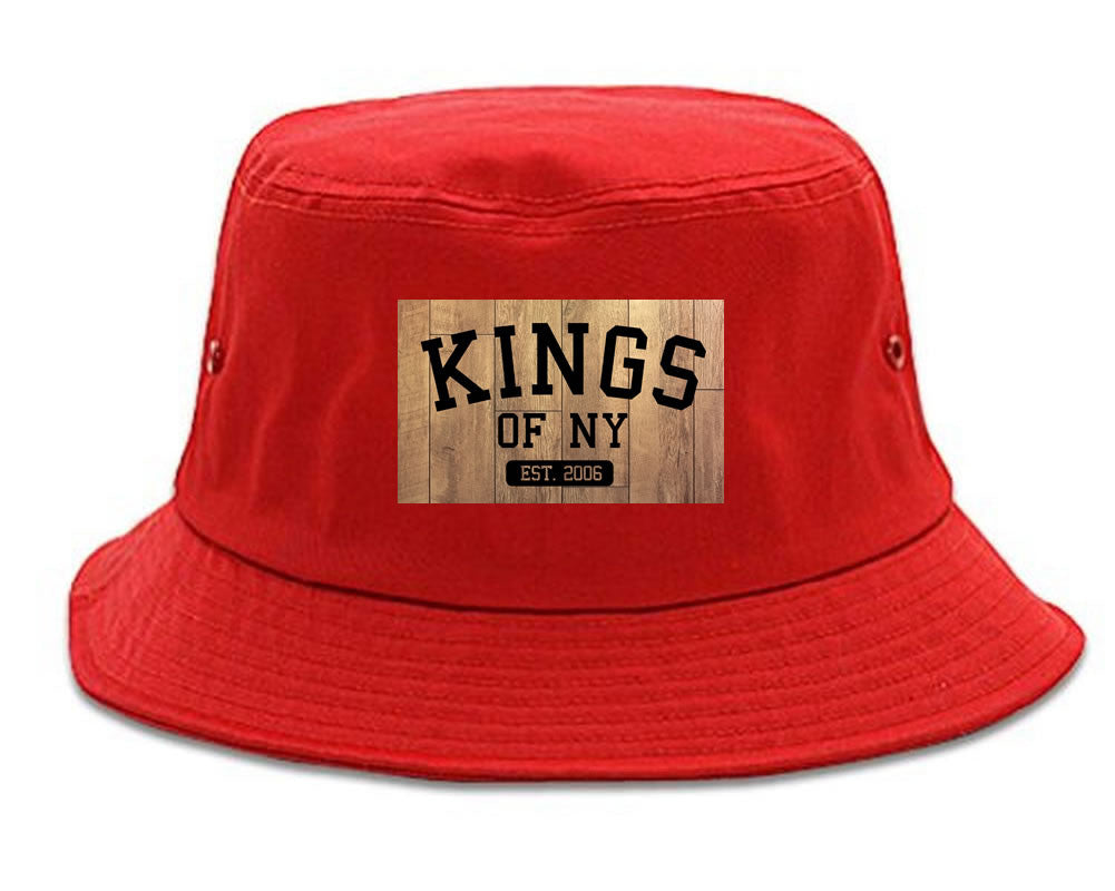Hardwood Basketball Logo Bucket Hat in Red by Kings Of NY
