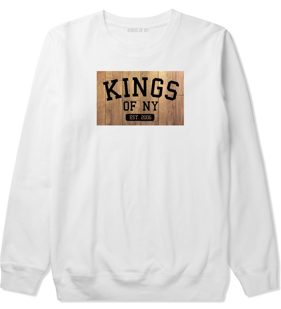 Hardwood Basketball Logo Crewneck Sweatshirt in White by Kings Of NY