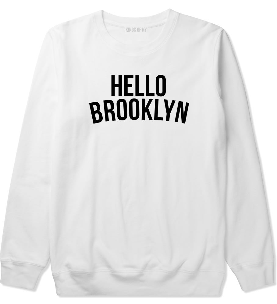 Hello Brooklyn Boys Kids Crewneck Sweatshirt in White By Kings Of NY