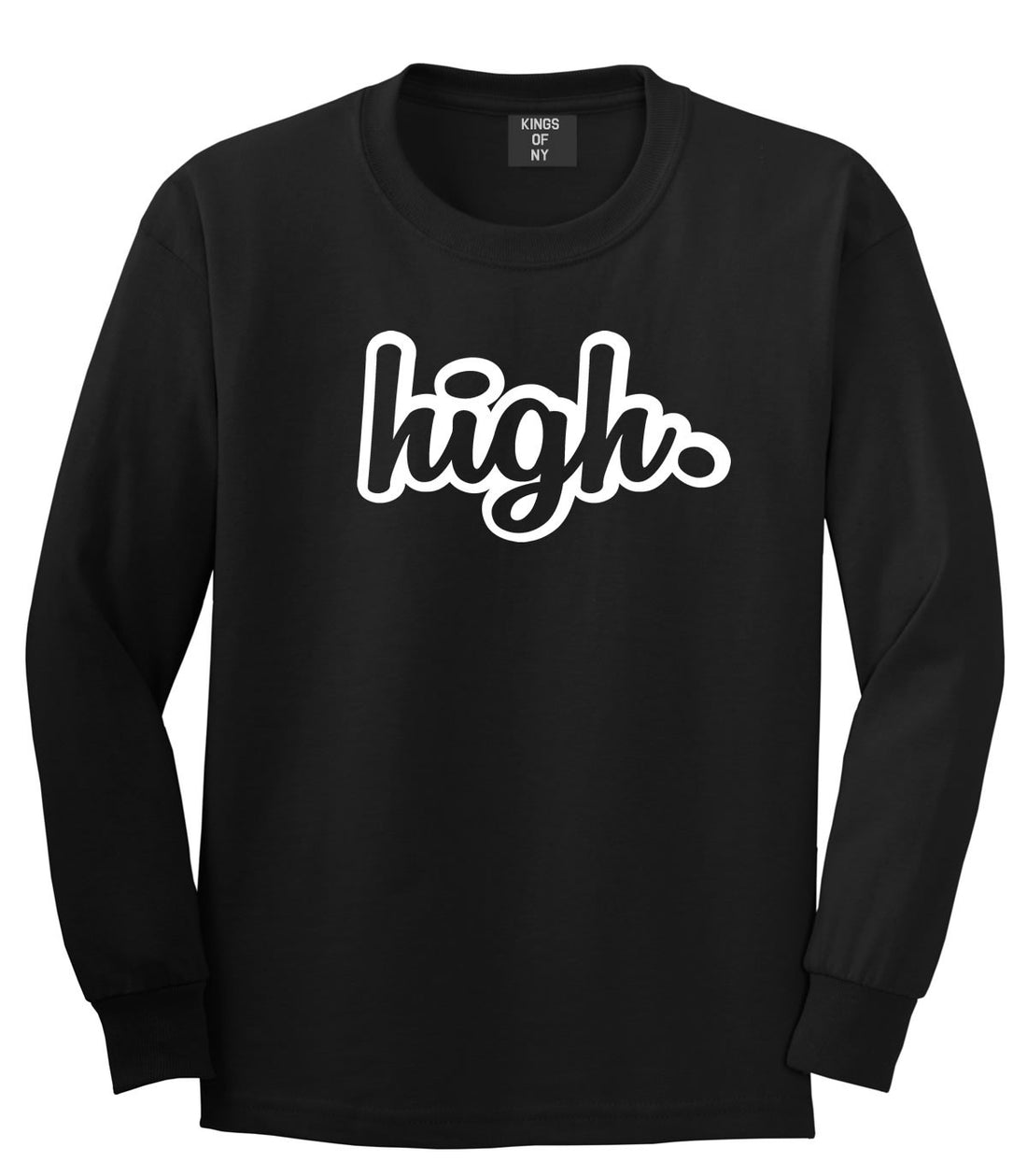 High Weed Faded Dap Smoke Marijuana Long Sleeve Boys Kids T-Shirt In Black by Kings Of NY
