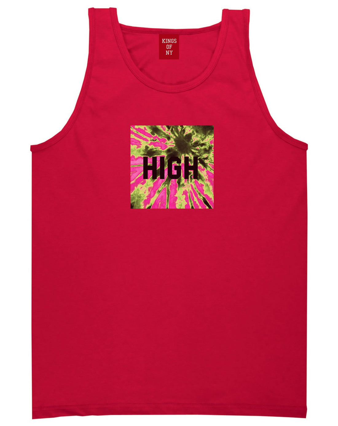 High Pink Tie Dye Tank Top in Red By Kings Of NY