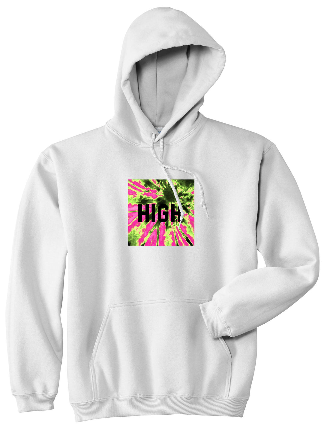 High Pink Tie Dye Pullover Hoodie in White By Kings Of NY