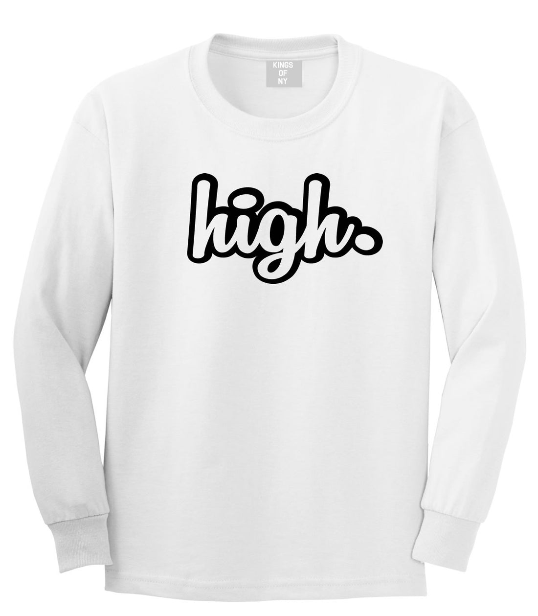 High Weed Faded Dap Smoke Marijuana Long Sleeve Boys Kids T-Shirt in White by Kings Of NY