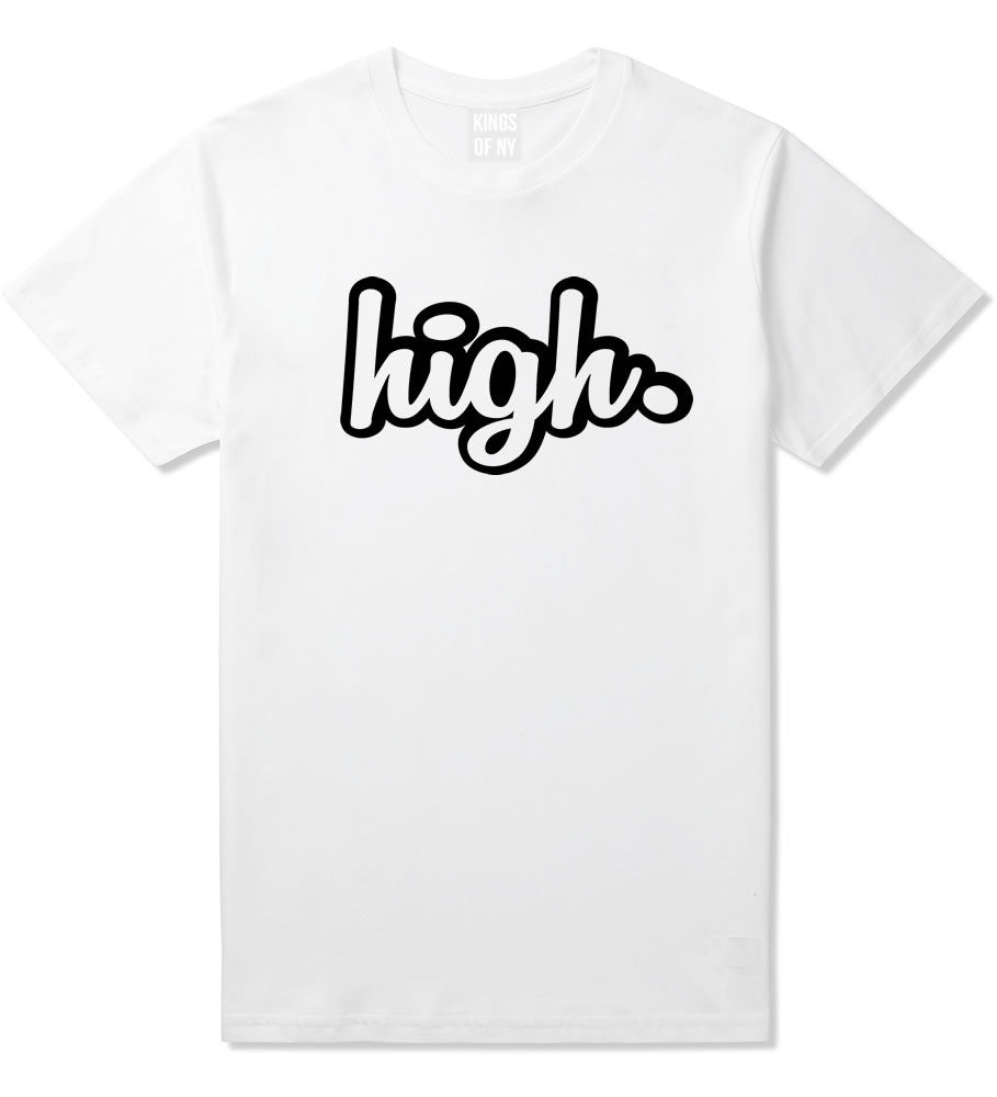 High Weed Faded Dap Smoke Marijuana T-Shirt In White by Kings Of NY